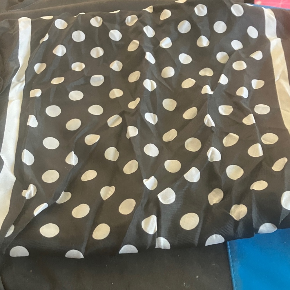 FINAL MARKDOWN Black and White Polka Dot Scarf
